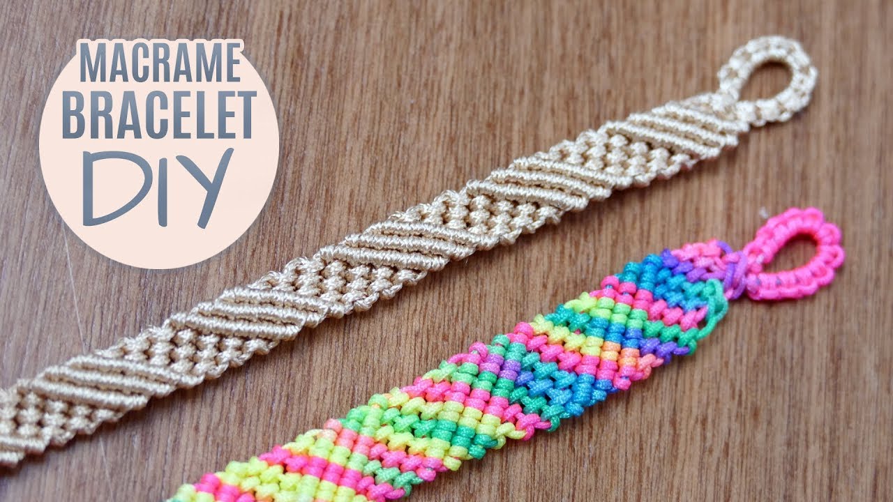 Diy Diagonal Striped Macramé Bracelet Easy Tutorial Youtube