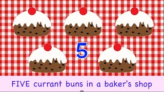Five Currant Buns | NURSERY RHYME | Counting Song | @rainbowrabbitsongs | #rainbowrabbitsongs