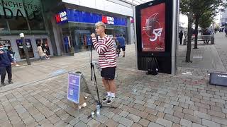 Lewis Capaldi - Hold me while you wait - Busking cover by Jason Allan - Manchester