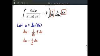U-Substitution to integrate a function that contains a natural log ln