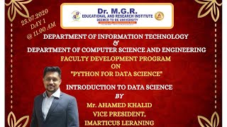 Faculty Development Program on "Python for Data Science" in Association with Imarticus Learning