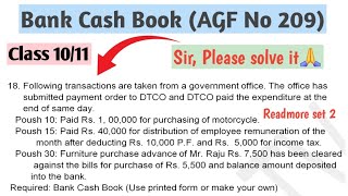 Bank Cash Book AGF No 209||For Class 10 \u0026 11||If advance amount is more than bill amount||AG TV||