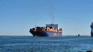 APL Boston, container ship, heading out of the channel, Outer Harbor, Adelaide, South Australia