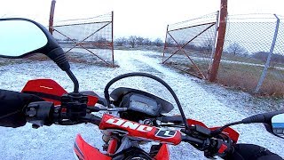 A Winter Ride On A Motorcycle CRF250L, Winterfahrt Mit Dem Motorrad, Зима На Эндуро Мотоцикле