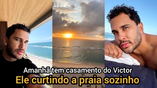 Lucas Guimarães decide ficar na praia esperando Carlinhos Maia chegar e aproveita pra curtir sozinho