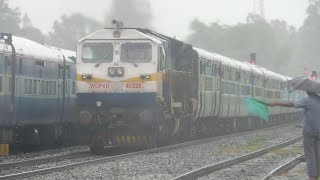 Train in Rain : 17415 Haripriya Express Crossing 11097 Poorna Express : Indian Railways