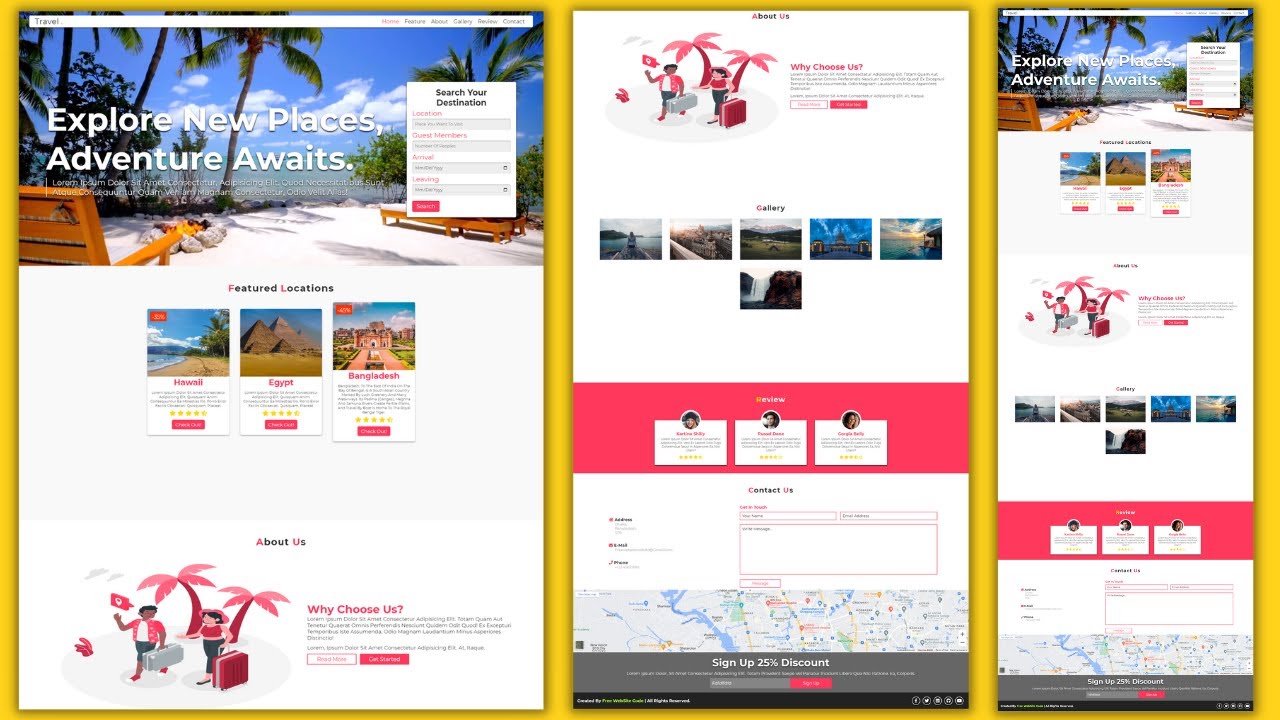 Tours & Travel Website Design Template Using HTML - CSS - JS - 100% ...