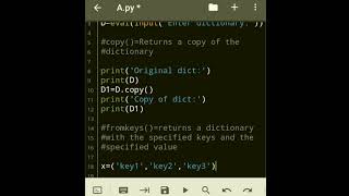 Dictionary functions in #python #Part2 #copy( ) #fromkeys( )
