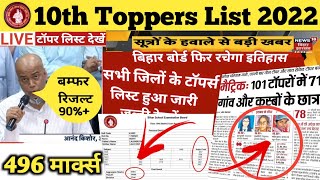 Bihar Board 10th Toppers List 2022 | 07 Topper List 2022 | Top 10 List Of Bihar Board 2022 Matric