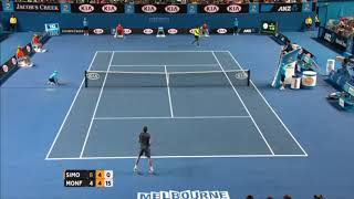 71 shot rally between Monfils and Simon, but it's just them hitting the ball.