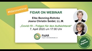 FidAR on Webinar: Covid-19 - Folgen für den Aufsichtsrat