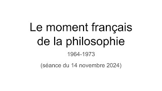 Cours de philosophie 2024 - UIA de l'Aigle - 14 novembre