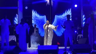 Gabbie Ntaate enters stage as a flying bird from Heaven at the Cheza for Yesu co