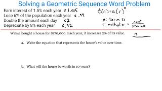 Solve Word Problems using Geometric Sequences
