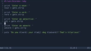Mad-lib in Ruby | Code Practice