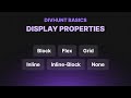 CSS Display Properties (block, flex, grid, inline, inline-block, none) | Divhunt Basics