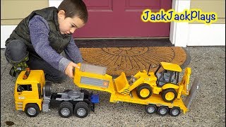 Unboxing Bruder Toy Trucks! Construction Vehicles Pretend Play & Digging! | JackJackPlays