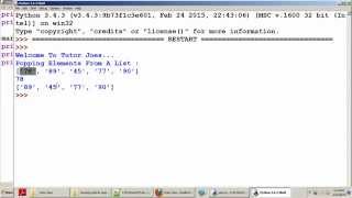 Python Tutorial : Popping Elements From a Lists In Python Tamil Part-19