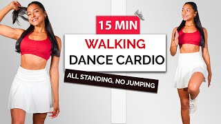 15 MIN WALKING DANCE CARDIO for Weight Loss - No Equipment Fat Burning Home Workout, No Jumping