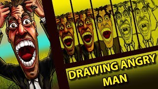 DIGITAL ART | Drawing angry man with Wacom Intuos Pro in Photoshop [Speed Drawing]