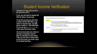 Student Income Verification Tutorial: CSU East Bay EOP
