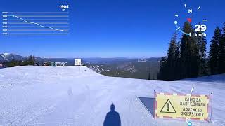 Пампорово, Pamporovo, black ski run 5a in sunny day, February 2022.