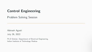 Control Engineering - NPTEL Problem Solving Session 0