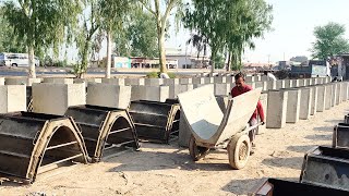 Process of Manufacturing Segment Process Making of Concrete Segment Inside Factory Skill Workers