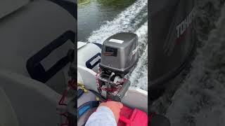 Tohatsu 8hp outboard WOT M8B 2 stroke on inflatable dinghy