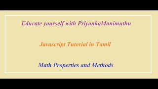 Javascript Tutorial in Tamil | Part - 17 | Math Object