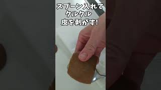 スプーンを使って、キュウイの皮をキレイにむく！