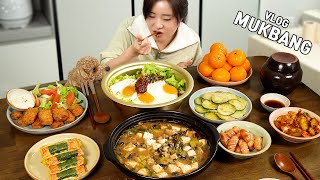 Cooking & Mukbang Vlog :) Bibimbap, Home-cooked Meals, Cookie’s Birthday Party,