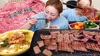 말복..!!🔥 소고기 3kg 뿌시고 햇님표 김치말이국수로 시원~하게!! 230809/Mukbang, eating show