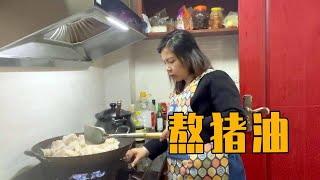 花100多元买肥肉熬猪油，炼出满满一大锅！给小苹果做饭她却不吃！【农村小英子】