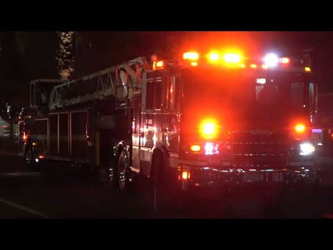 Fire Trucks Responding Code 3 To A Commercial Structure Fire - YouTube