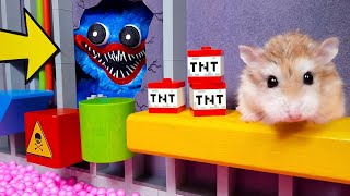 Major Hamster vs Poppy Playtime Obstacle Maze in scary Lego Minecraft World