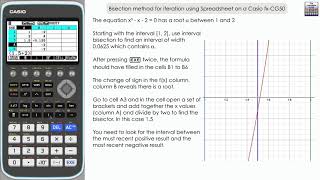 Bisection Method for Iteration using Spreadsheet on a Casio fx-CG50 | fx-991EX Interval Bisection