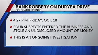 CSPD: Four suspects at large in bank robbery