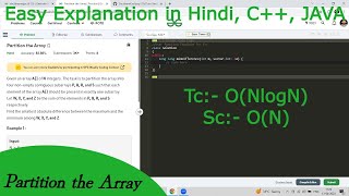 Partition the Array | Hindi | GFG POTD | C++ | Java | Binary Search