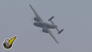 B25 Mitchell Bomber - Low, With Thumping Radial Engines