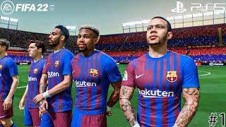 FIFA 22 PS5 | Barcelona Career Mode #1 Vs Real Sociedad Ft. Aubameyang, Traore, | La liga Gameplay
