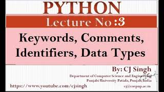 Python in Punjabi: Keywords, Comments, Identifiers, Datatypes, Multiline comments, CBSE Computer sci