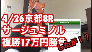 4/26京都8R  サージュミノル 【複勝 17万円勝負】