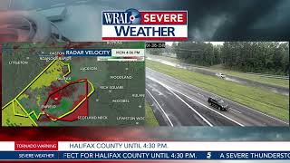 WRAL Weather Alert Day: Tornado warning issued for Halifax County as severe storms flare up