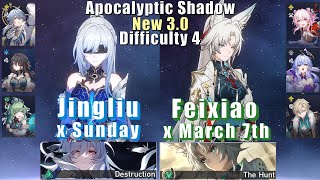 New 3.0 Apocalyptic Shadow 4 | E0S1 Jingliu Sunday \u0026 E0S1 Feixiao March 7th | 3 Stars | Star Rail