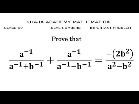 CLASS-09 REAL NUMBERS Prove A^(-1)/(a^(-1)+b^(-1) )+a^(-1)/(a^(-1)-b ...