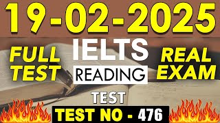 IELTS Reading Test 2025 with Answers | 19.02.2025 | Test No - 476