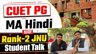 Rank 2 JNU CUET PG MA Hindi Student Talk with Preparation Strategy Important Books JNU Vs BHU Hindi