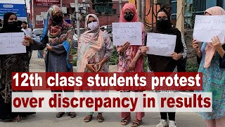 12th class students protest over discrepancy in results | The Kashmir Walla