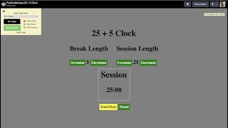 Build FreeCodeCamp 5 + 25 Clock Project | Front End Development Libraries Projects